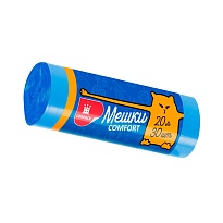 Мешки для мусора 20 л, синие, в рулоне 30 шт., ПНД, 8 мкм, 500х400 мм, Comfort, М0017 (МН 20-30с) в Керчи