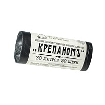 Мешки для мусора 30 л, черные, в рулоне 20 шт., ПНД, 7 мкм, 560х440 мм, Крепаномъ, 4607075710580 в Керчи