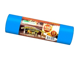 Мешки для мусора 120 л, с завязками, синие, в рулоне 10 шт., ПНД, 15 мкм, 800х750 мм, VIP, Z12010blue в Керчи