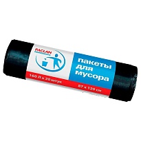 Мешки для мусора 160 л, черные, в рулоне 20 шт., ПВД, 30 мкм, 1200х870 мм, PACLAN Professional, 604082 в Керчи