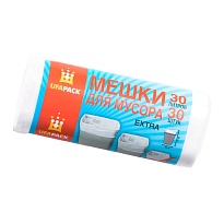 Мешки для мусора 30 л, белые, в рулоне 30 шт., ПНД, 5 мкм, 560х480 мм, Эконом, МЭ2585 (МНЭ 30-30б) в Керчи