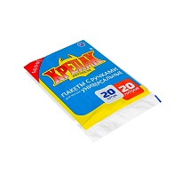 Мешки для мусора 20 л, с ручками, черные, в пачке 20 шт., ПНД, 10 мкм, 550х440 мм, Крепак, 4607075710085 в Керчи