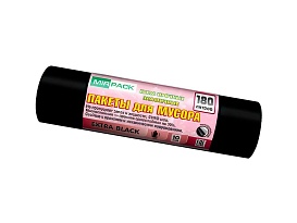 Мешки для мусора 180 л, ароматизированные, черные, в рулоне 10 шт., ПВД, 50 мкм, 1100х930 мм, EXTRA black, 18008301 в Керчи