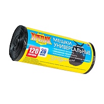 Мешки для мусора 120 л, черные, в рулоне 20 шт., ПНД, 15 мкм, 1100х700 мм, Крепак, 4607075710207 в Керчи