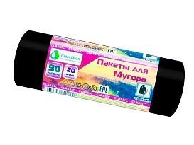 Мешки для мусора 30 л, черные, в рулоне 20 шт., ПНД, 7 мкм, 600х500 мм, MIRPACK Classik, 302040 в Керчи