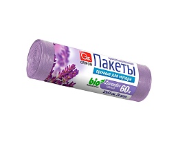 Мешки для мусора 60 л, ароматизированные, Лаванда, сиреневые, в рулоне 20 шт., ПНД, 9 мкм, 650х550 мм, GRIFON Aroma, 101-023 La в Керчи
