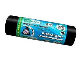 Мешки для мусора 220 л, черные, в рулоне 10 шт., ПВД, 45 мкм, 1250х930 мм, PREMIUM+, 2201068 в Керчи