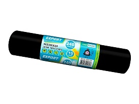 Мешки для мусора 240 л, черные, в рулоне 10 шт., ПВД 80 мкм, 1300х930 мм, EXPORT, exp 24010167 в Керчи