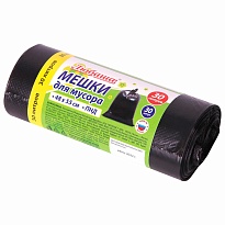 Мешки для мусора 30 л, черные, в рулоне 30 шт., ПНД, 7 мкм, 550х480 мм, Любаша, 608089 в Керчи