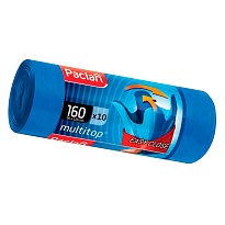 Мешки для мусора 160 л, с ушками, синие, в рулоне 10 шт., ПВД, 30 мкм, 1250х900 мм, PACLAN Multitop, 604064 в Керчи