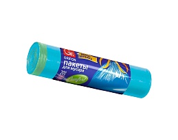Мешки для мусора 35 л, с завязками, голубые, в рулоне 20 шт., ПНД, 12 мкм, 560х530 мм, GRIFON, 101-061 в Керчи
