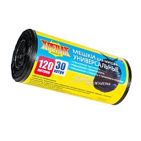Мешки для мусора 120 л, черные, в рулоне 30 шт., ПНД, 15 мкм, 1100х700 мм, Крепак, 4607075710122 в Керчи