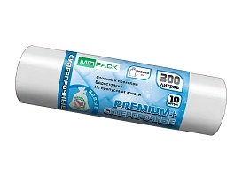 Мешки для мусора 300 л, белые, в рулоне 10 шт., ПВД 70 мкм, 1400х1000 мм, PREMIUM+, 300101602 в Керчи