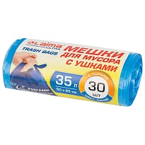 Мешки для мусора 35 л, с ушками, синие, в рулоне 30 шт., ПНД, 11 мкм, 650х500 мм, LAIMA ULTRA, 607684 в Керчи