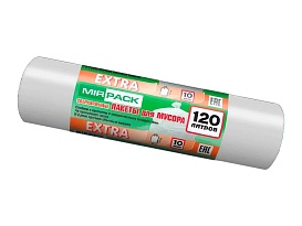 Мешки для мусора 120 л, белые, в рулоне 10 шт., ПНД, 14 мкм, 1100х700 мм, EXTRA, ex1201803 в Керчи