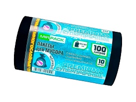 Мешки для мусора 100 л, черные, в рулоне 10 шт., ПВД, 70 мкм, 1000х600 мм, PREMIUM+, 1001076 в Керчи