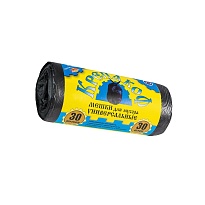 Мешки для мусора 30 л, с ушками, черные, в рулоне 30 шт., ПНД, 8 мкм, 580х460 мм, Крепакоф, 4607075710238 в Керчи