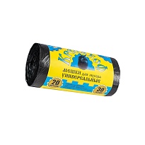 Мешки для мусора 20 л, с ушками, черные, в рулоне 30 шт., ПНД, 10 мкм, 550х440 мм, Крепакоф, 4607075710221 в Керчи